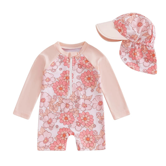 Poppy Pink Palmie Girl's Swim Set